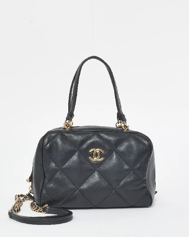Contemporary Casual Deals Chanel Black Quilted Lambskin Leather Small Bowling GHW Grab Your Favorite Handbags For Less Contemporary Casual Deals Chanel Black Quilted Lambskin Leather Small Bowling GHW Grab Your Favorite Handbags For Less