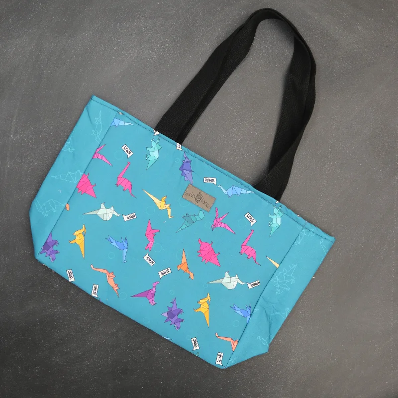 Lightweight Bags With Clearance Prices Everyday Tote Bag in Origami Dinos Stylish And Durable Handbags At Great Value