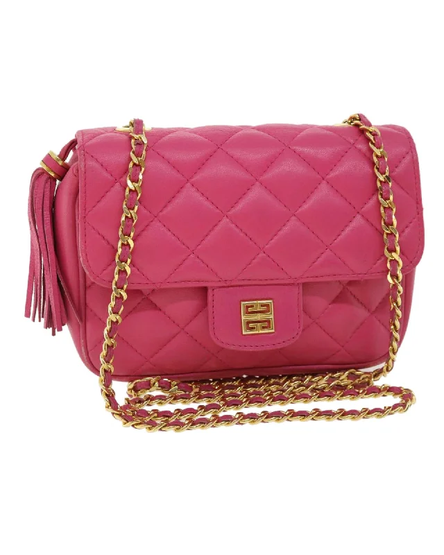 Bags With Discounts GIVENCHY Mini Antigona Quilted Leather Shoulder Bag with Tassel - Pink Best Handbag Sale Of The Season