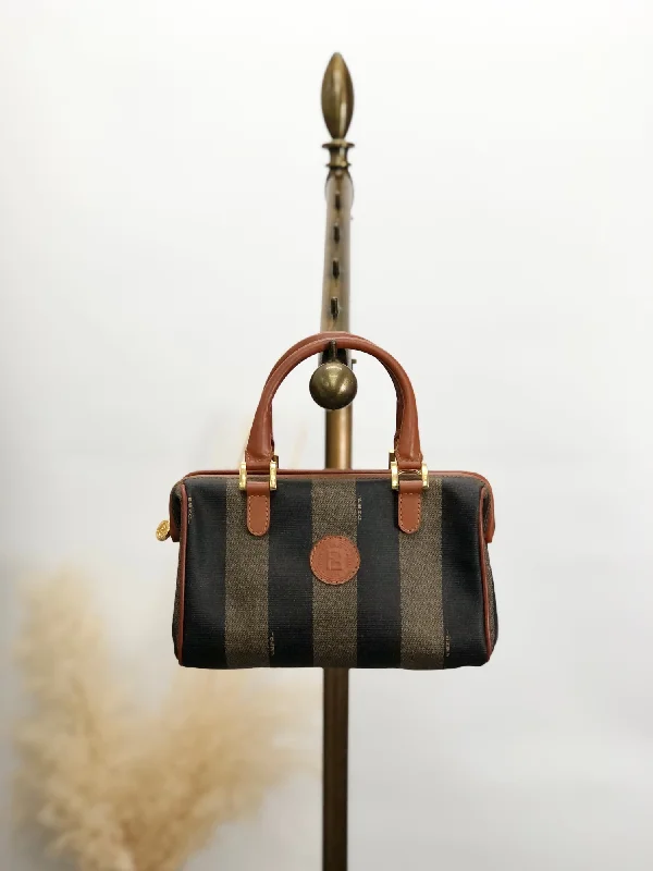 Bags With Tsa-Approved Features FENDI Pecan Logo Two-way Small Boston bag Shoulder bag Brown Vintage uzbm5b The Handbag Sale You've Been Waiting For