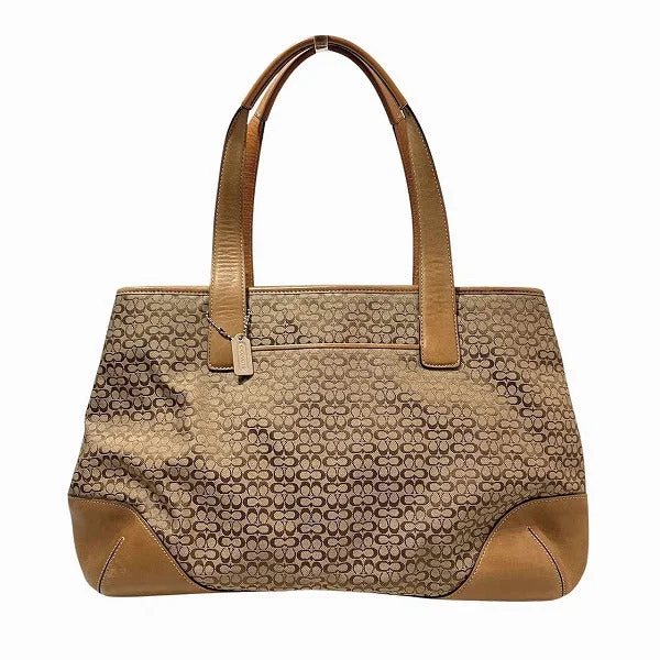 Spacious And Discounted Bags Coach Mini Signature Canvas Leather Tote Bag 6621 Trendy Purses At Exclusive Promotional Rates