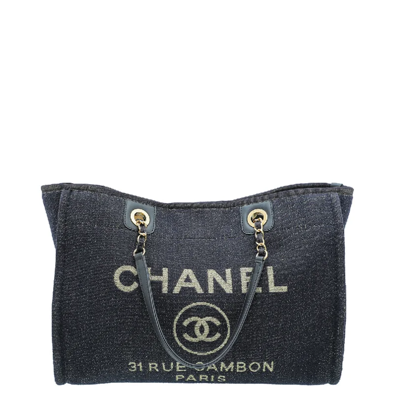 Discount Extravaganza Chanel Navy Lurex Boucle Small Deauville Tote Bag Fashion-Forward Bags, Now On Sale