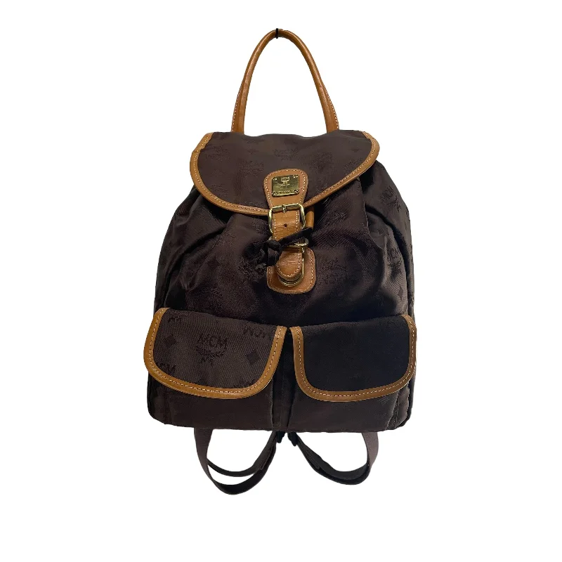 MCM/Backpack/Monogram/Nylon/BRW/NYLON MONOGRAM/LEATHER TRIM