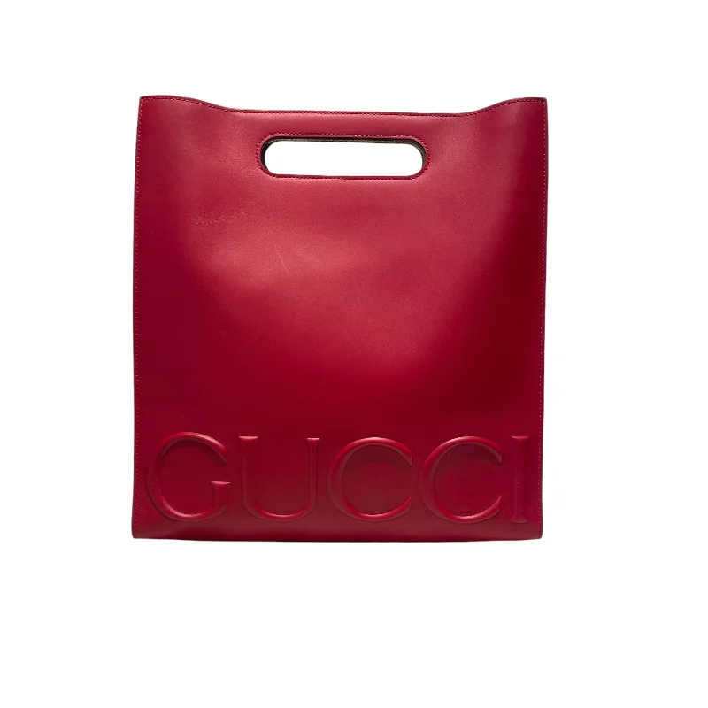 GUCCI/Tote Bag/Leather/RED/LOGO EMBOPSSED XL