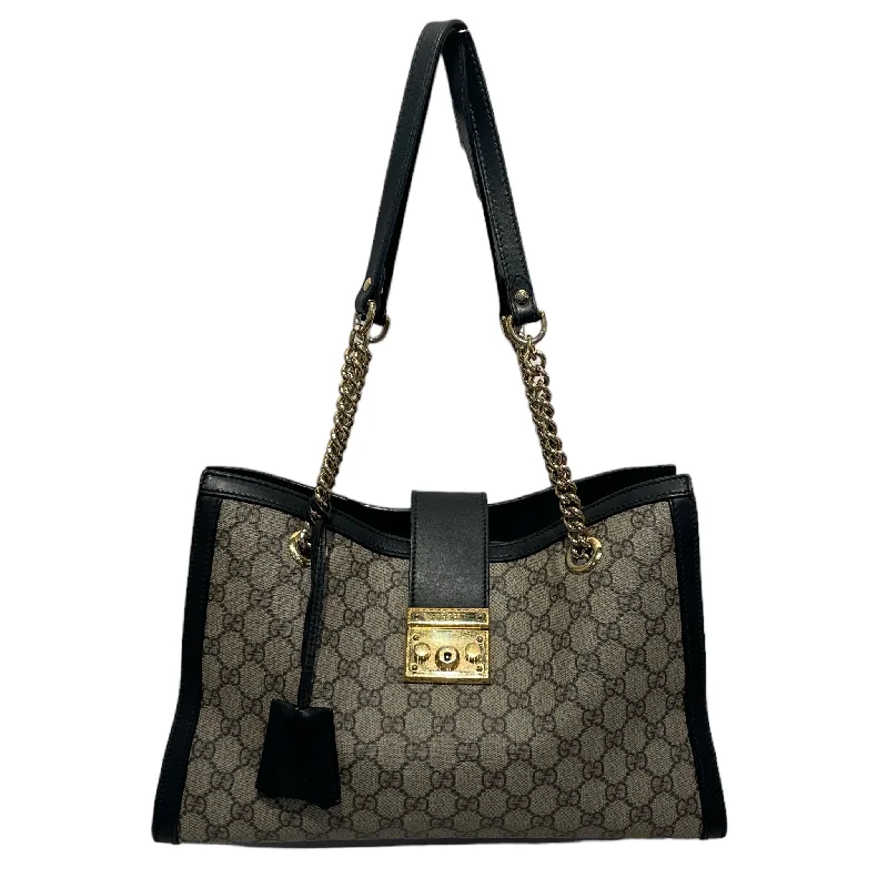 GUCCI/Tote Bag/M/Monogram/Cotton/BLK/GG SUPREME MEDIUM PADLOCK