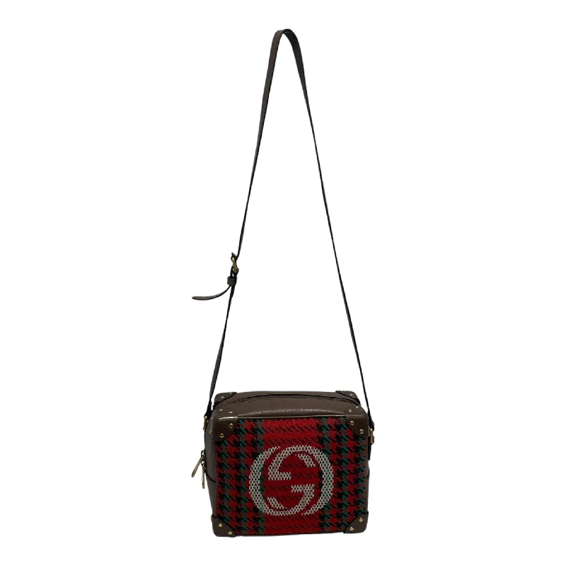 GUCCI/Tote Bag/Houndstooth Check/Wool/RED/Soft Trunk