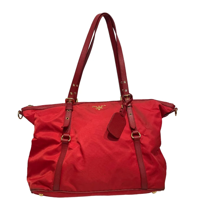 PRADA/Tote Bag/Nylon/RED/Saffiano Tessuto Tote