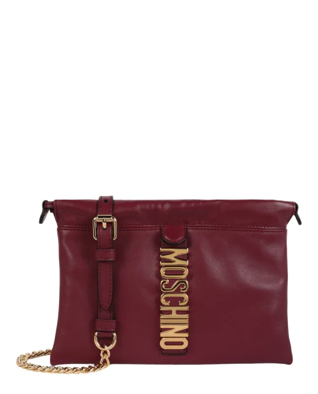 Moschino Womens Logo Lettering Drawstring Crossbody Bag