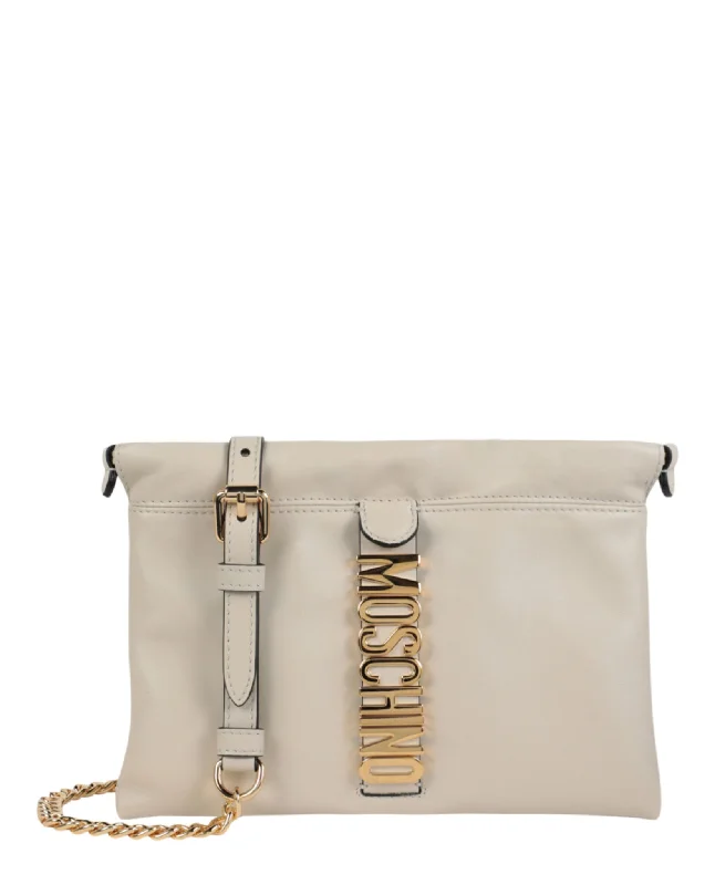 Moschino Womens Logo Belt Drawstring Crossbody Bag