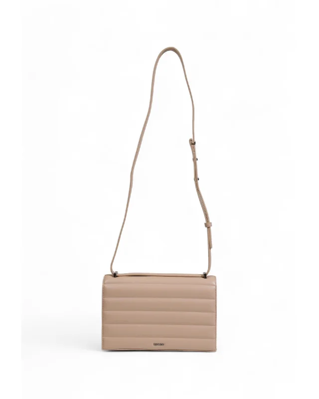 Calvin Klein  Kiley Quilted Flap Shoulder Bag Beige