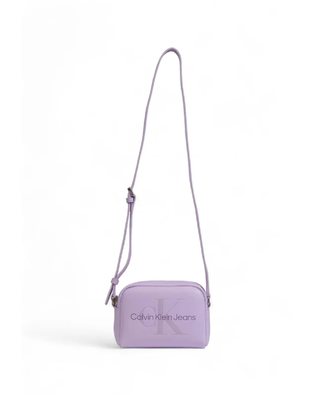 Calvin Klein Jeans Printed Lilac Shoulder Bag with Zip Fastening