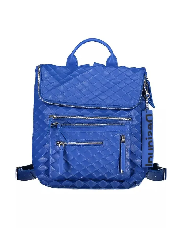 Desigual  Women's Quilted Leather Backpack Blue