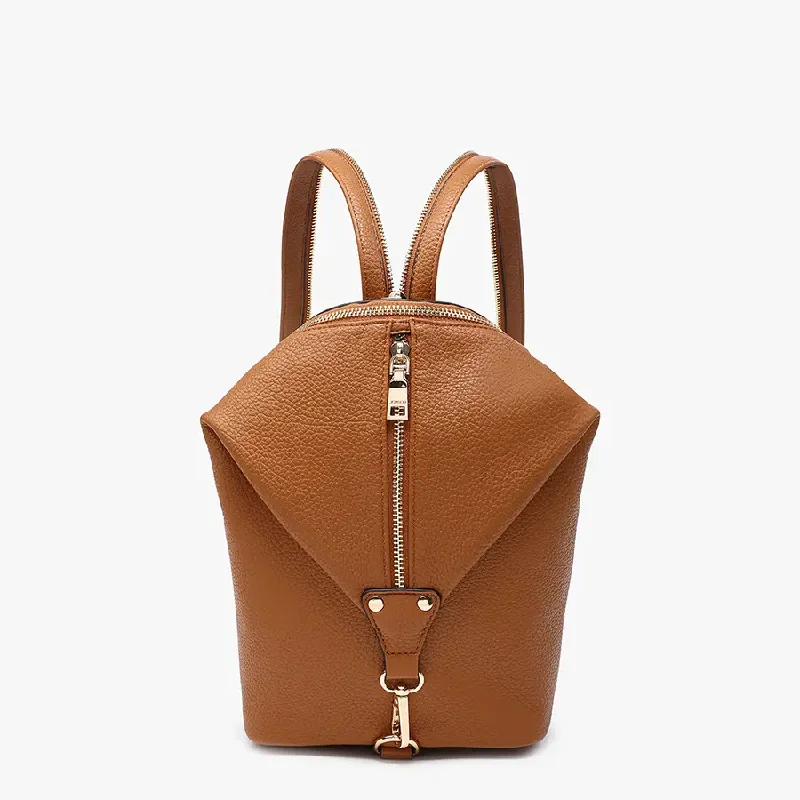 Linnette Brown Foldover Clasp Backpack