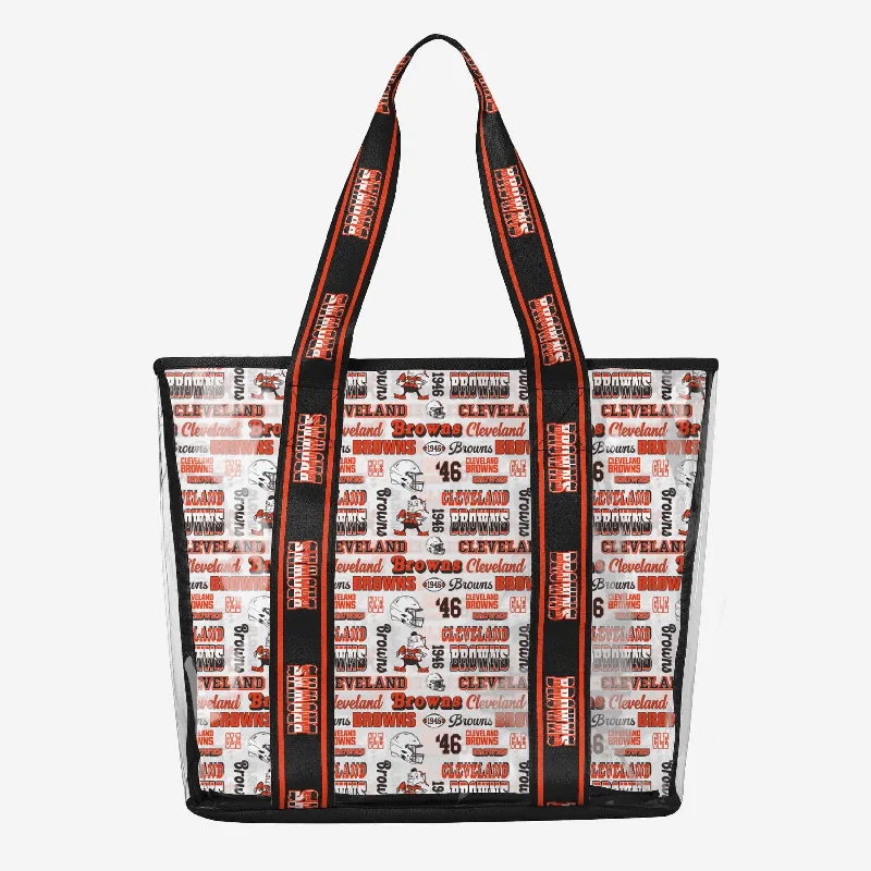 Cleveland Browns Repeat Retro Print Clear Tote Bag