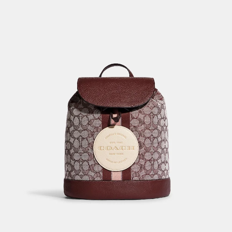 Coach Outlet Dempsey Drawstring Backpack In Signature Jacquard With Coach Patch And Stripe