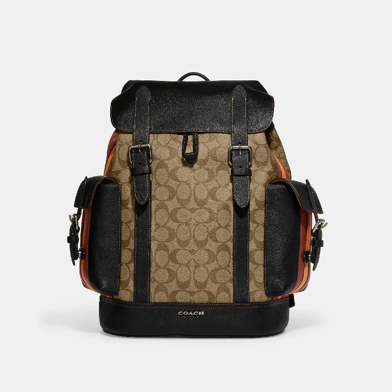 Coach Outlet Hudson Backpack In Signature Canvas With Varsity Stripe