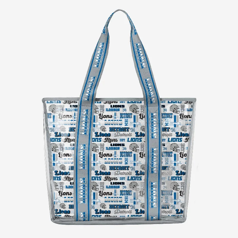 Detroit Lions Repeat Retro Print Clear Tote Bag