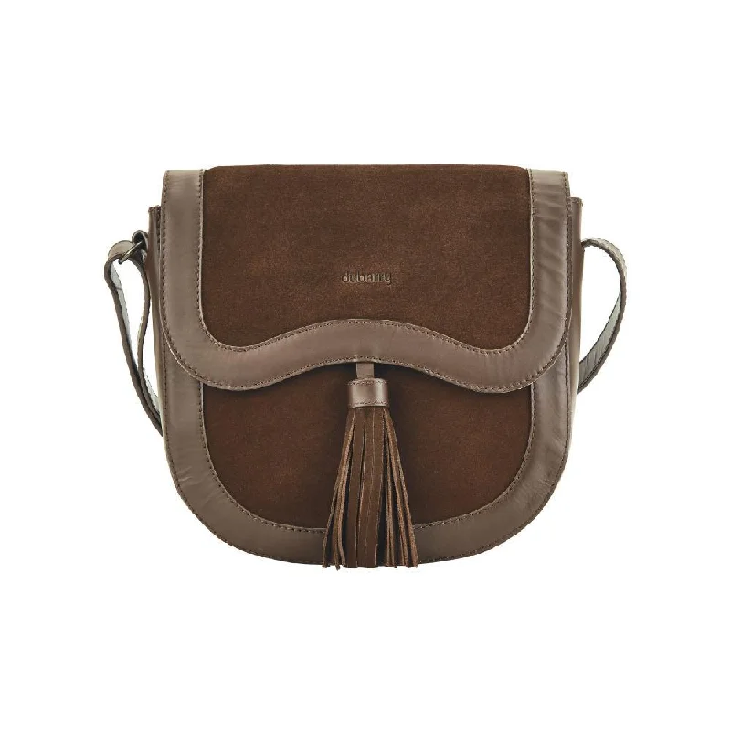 Dubarry Monart Suede/Leather Ladies Crossbody Saddle Bag - Cigar