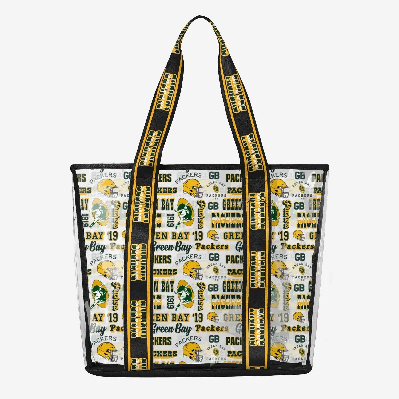 Green Bay Packers Repeat Retro Print Clear Tote Bag