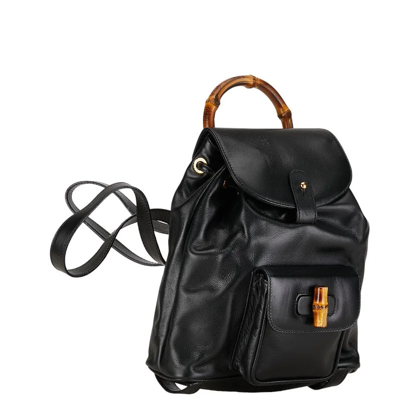 Gucci Bamboo Lock Backpack 003 3444 0030 Black Leather  Gucci