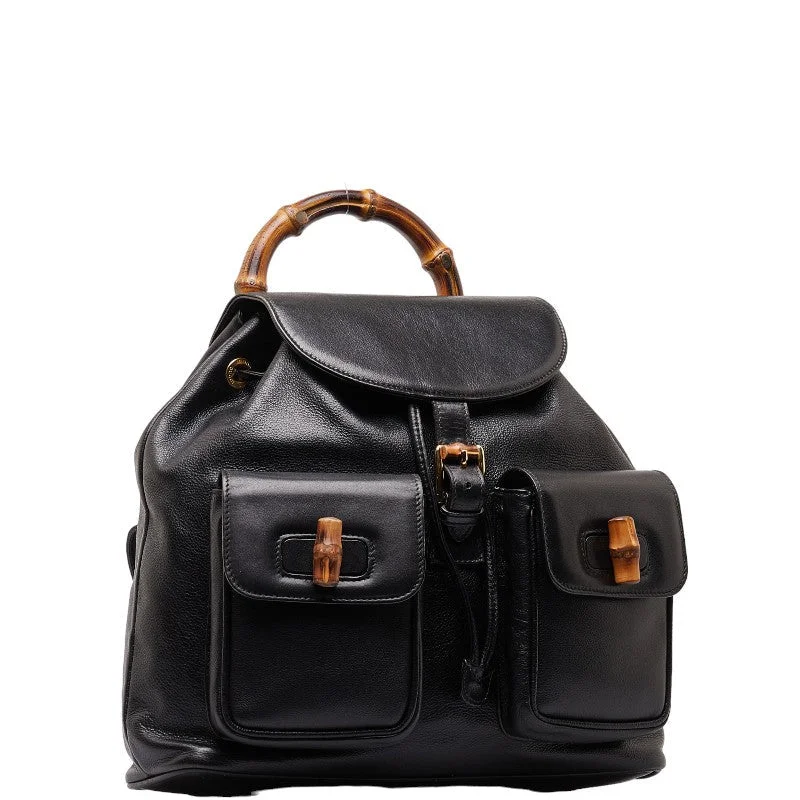 Gucci Bamboo Lock Backpack 003 58 0016 Black Leather  Gucci