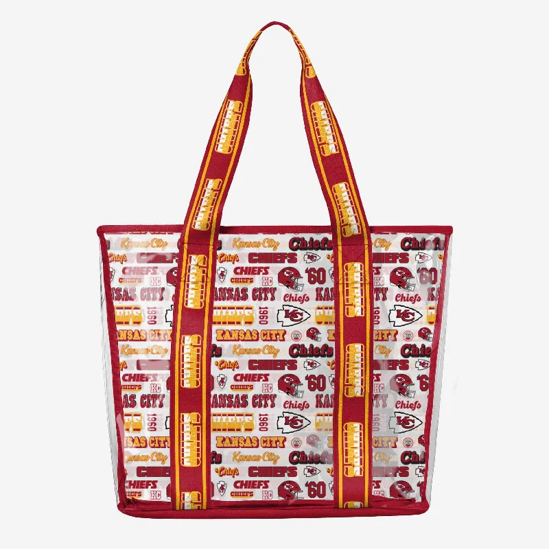 Kansas City Chiefs Repeat Retro Print Clear Tote Bag