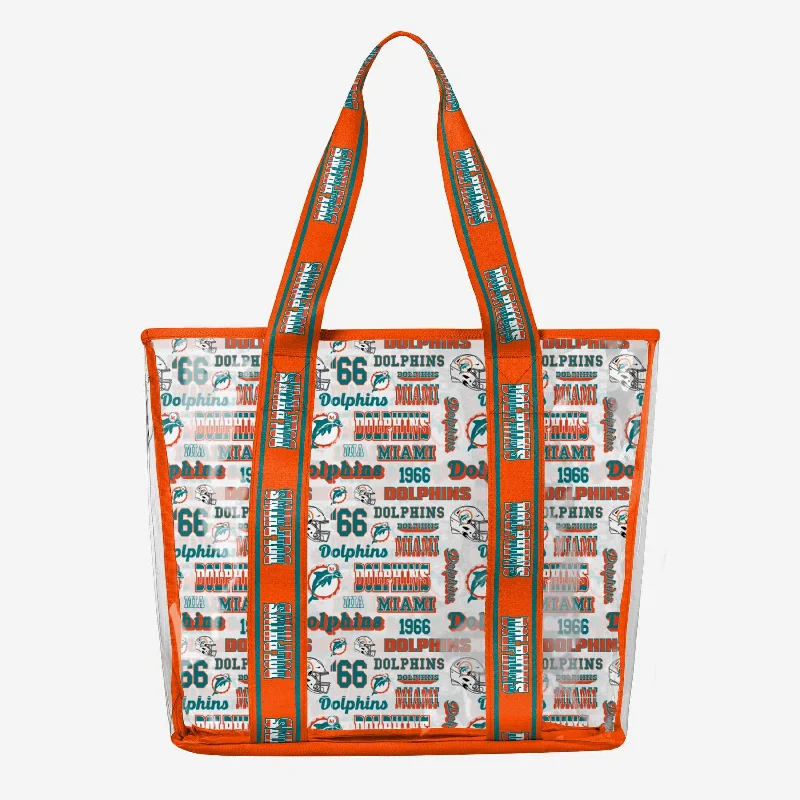 Miami Dolphins Repeat Retro Print Clear Tote Bag