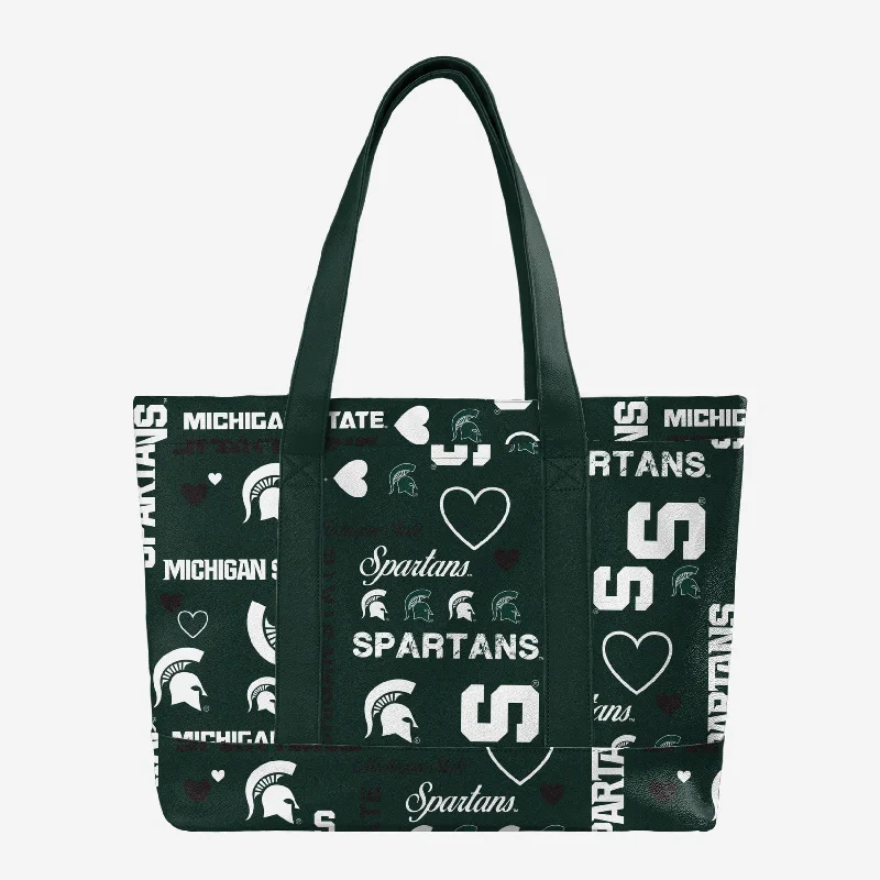 Michigan State Spartans Logo Love Tote Bag