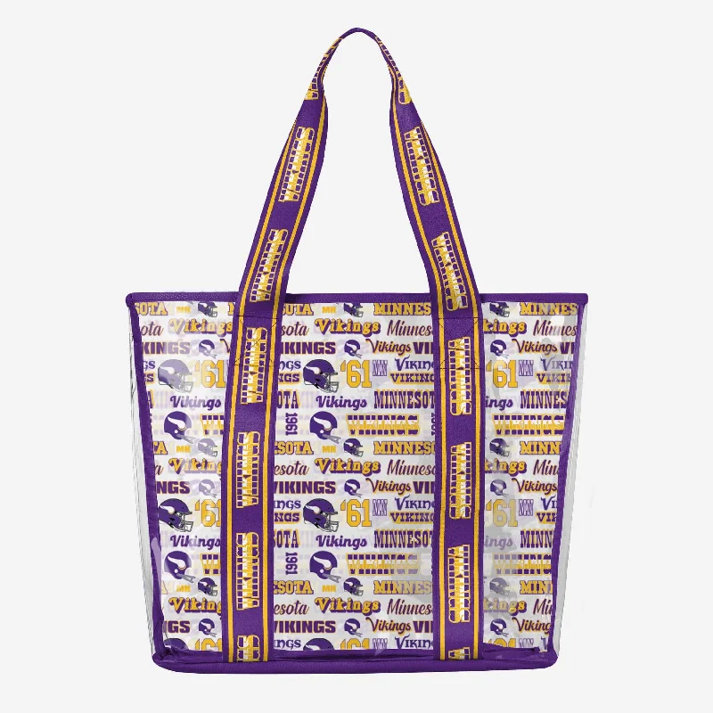 Minnesota Vikings Repeat Retro Print Clear Tote Bag