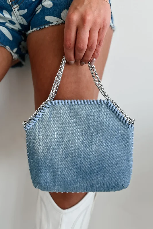 Never Stressing Denim Chain Crossbody Bag (Denim)