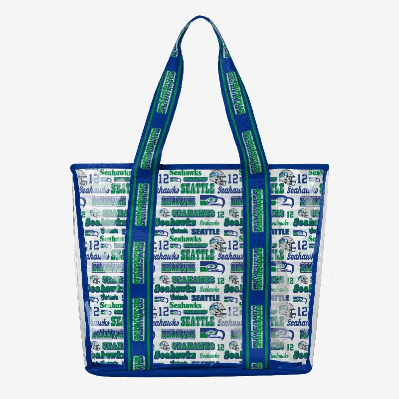 Seattle Seahawks Repeat Retro Print Clear Tote Bag