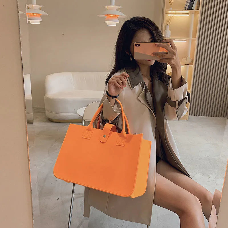 Shopping Handbag Women's Handbag Large Capacity Open Fashion Felt Shopping Designer Tote Woven Bag Shop Online China