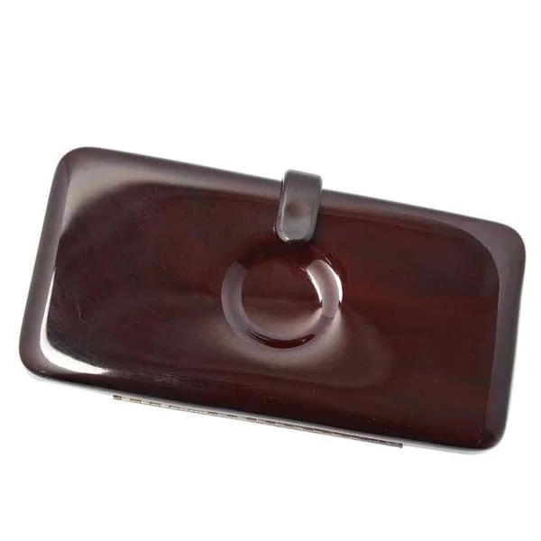 1960s Italian Mod Dark Brown Lucite Clutch with Circle Indent