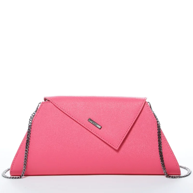 Angelica Hot Pink Leather Clutch Bag