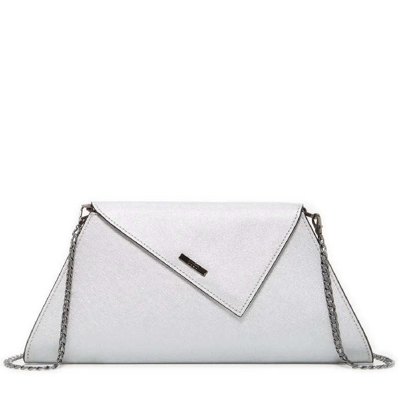 Angelica Metallic Silver Clutch