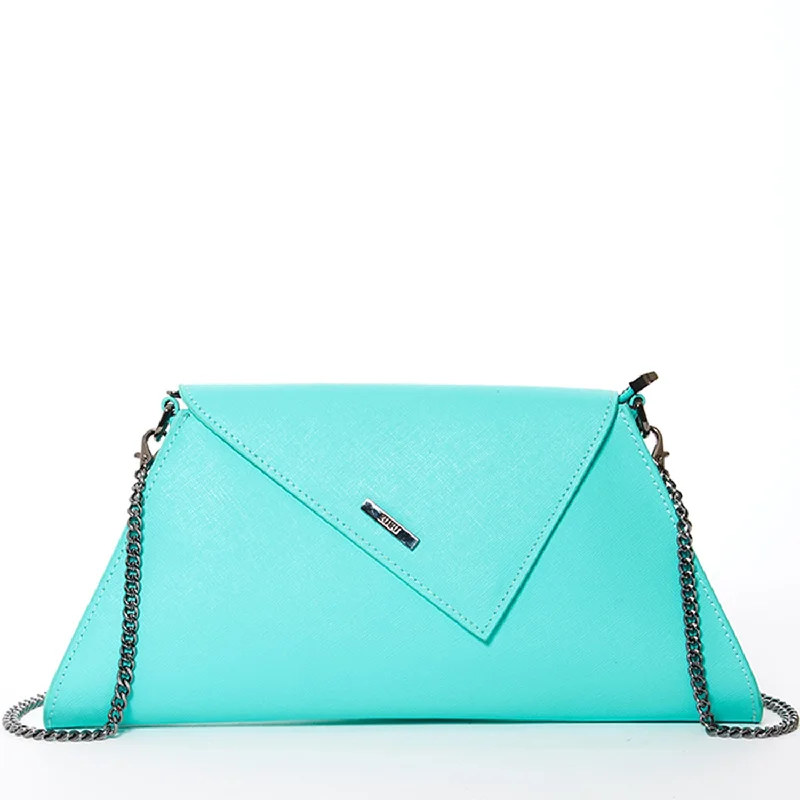 Angelica Turquoise Clutch Leather