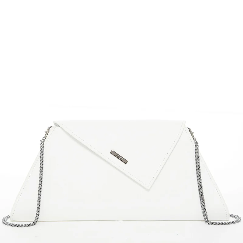 Angelica White Leather Clutch Bag