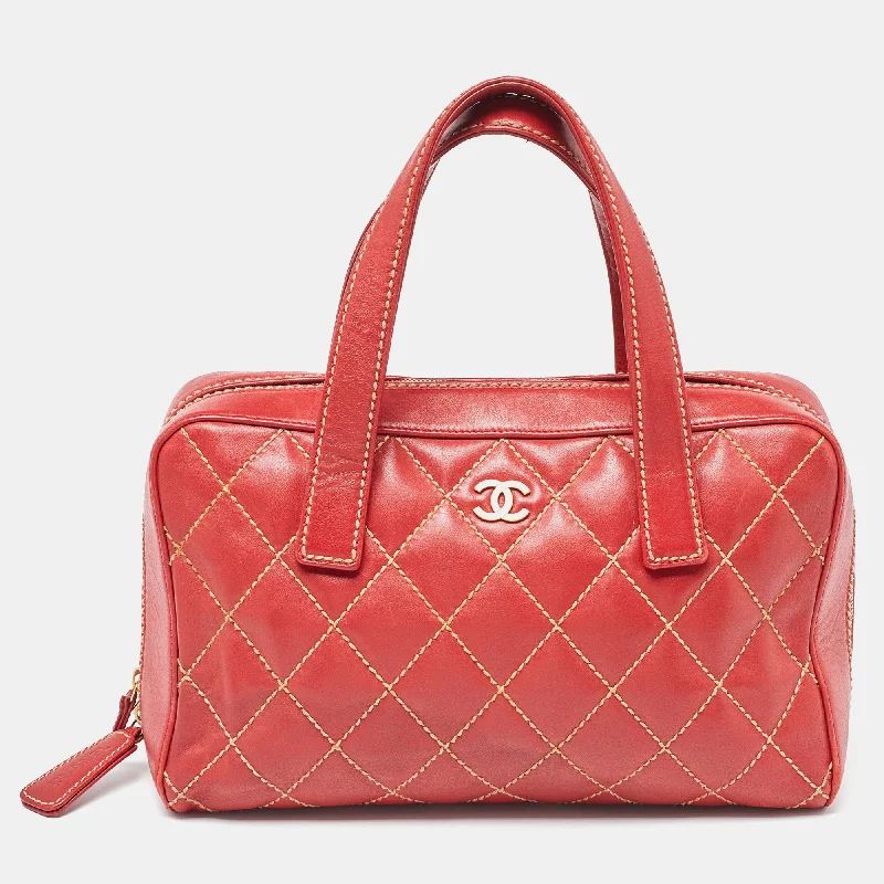 Chanel Quilted Leather Surpique Bowler Bag