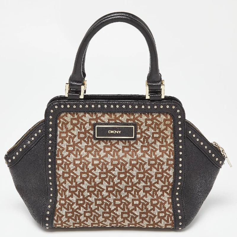 Dkny  Signature Canvas And Leather Studded Satchel