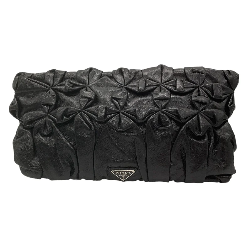 Prada Black Royal Calfskin Leather Origami Pochette