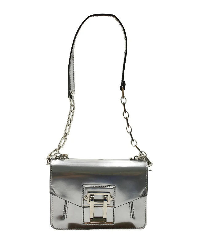 Proenza Schouler PS1 Mini Shoulder Bag in Silver Metallic Calfskin Leather