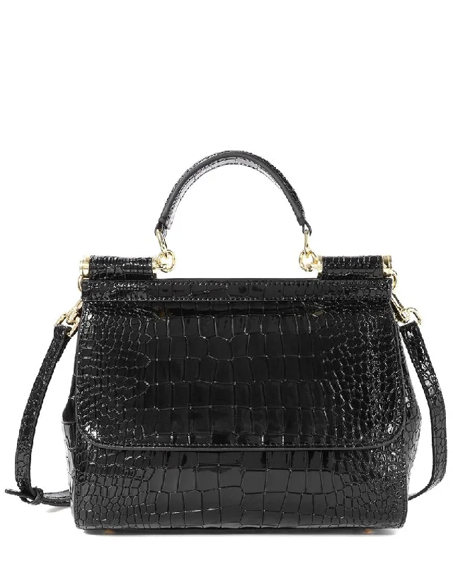 Tiffany & Fred Paris Croc-Embossed Leather Satchel