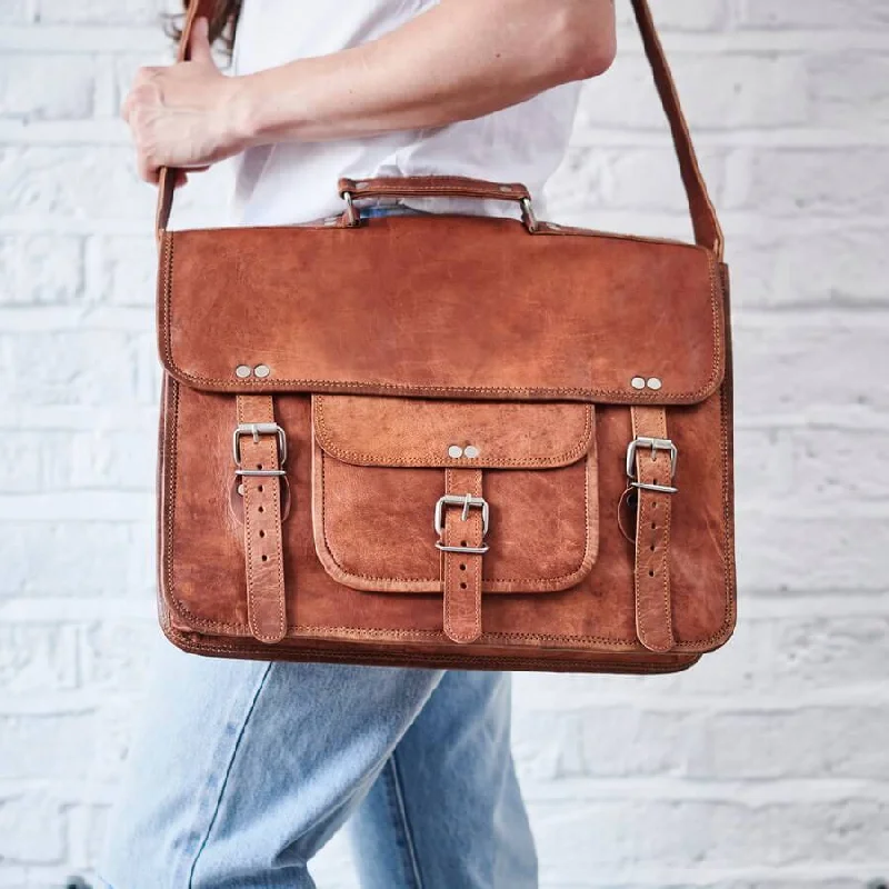 Large Satchel with Front Pocket and Handle