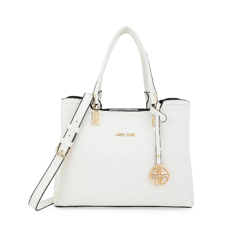 Lavie Luxe Off White Medium Women's Azura 23 3 Compartments Satchel Bag