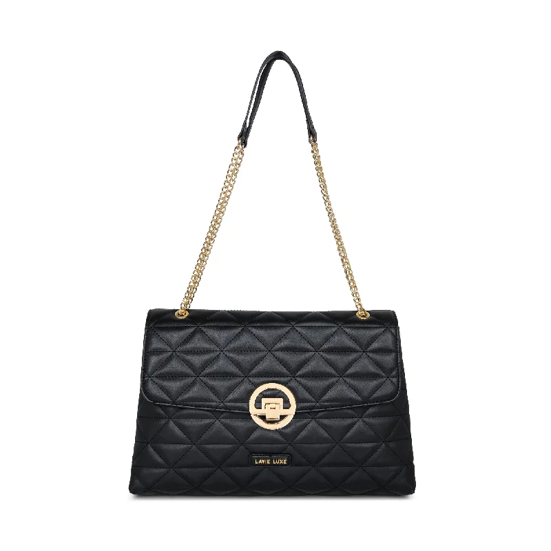 Lavie Luxe Black Large Women's Eden Flap Satchel Bag