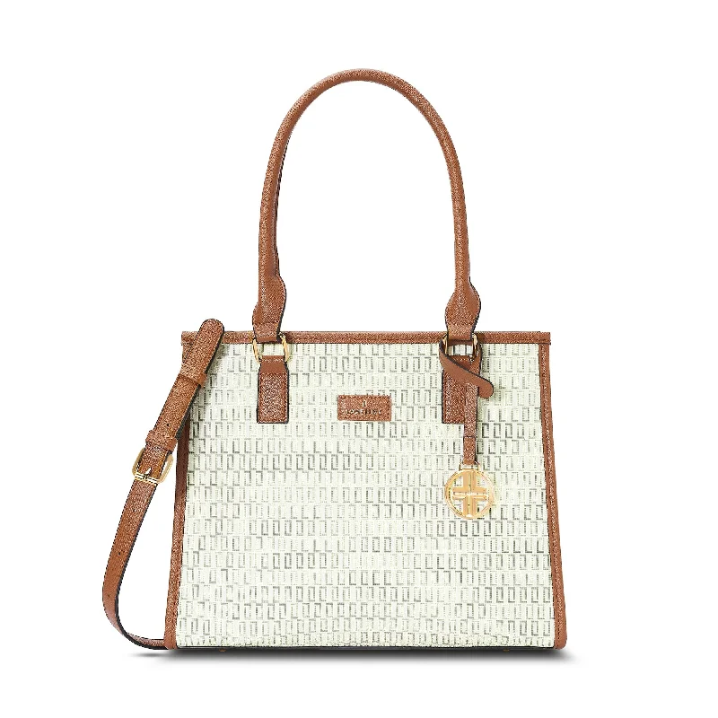 Lavie Luxe Monogram Quad Off White Medium Women's Satchel