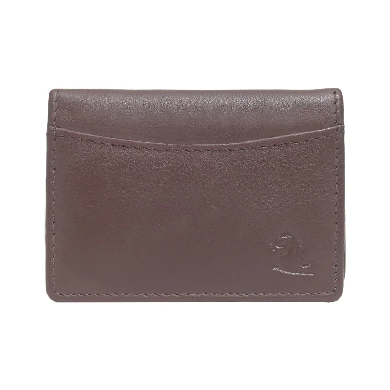 14032 Tan Small Leather Card Holder for Men and Women