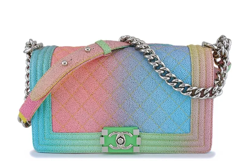 17C Chanel Rainbow Caviar Boy Cuba Multicolor Classic Boy Flap Bag