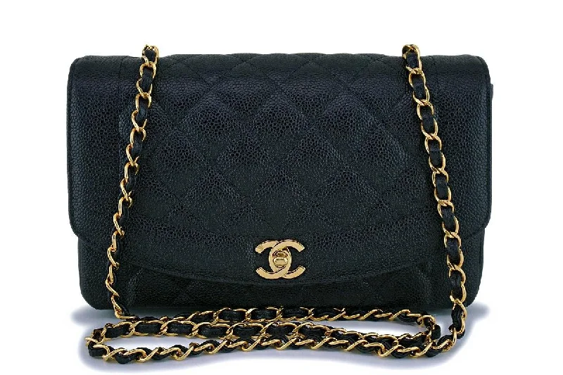 Rare Chanel Black Caviar Medium Classic Diana Flap Bag 24k GHW