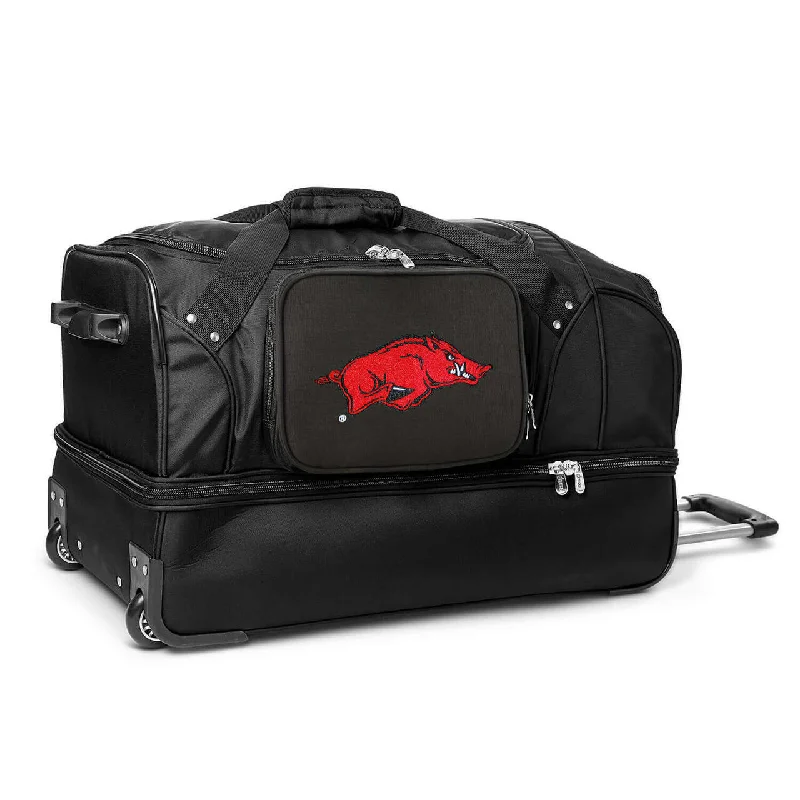 Arkansas Razorbacks 27" Black Rolling Drop Bottom Duffel